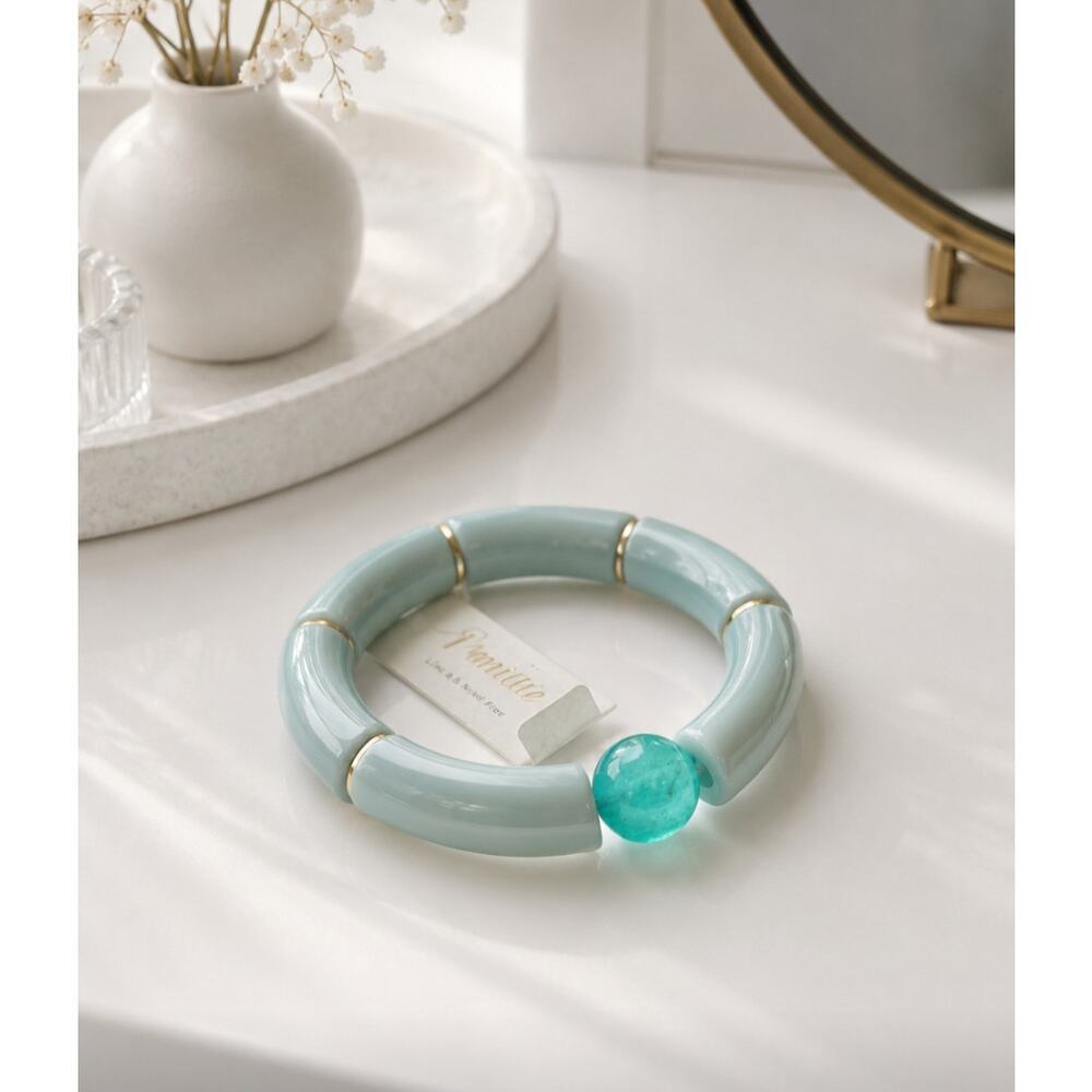 Pomina Blue Lucite Ball Stretch Bracelet New